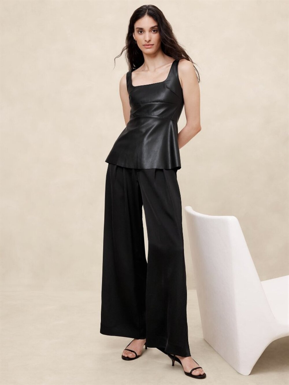 2/$30 Banana Republic Vegan Leather Tank Black 2 #A2372